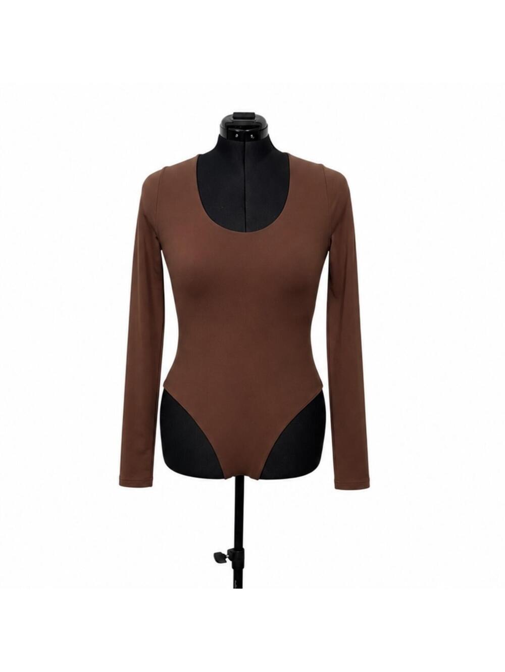 Pumiey Brown Fitted Long Sleeve Body Suit (2XL)